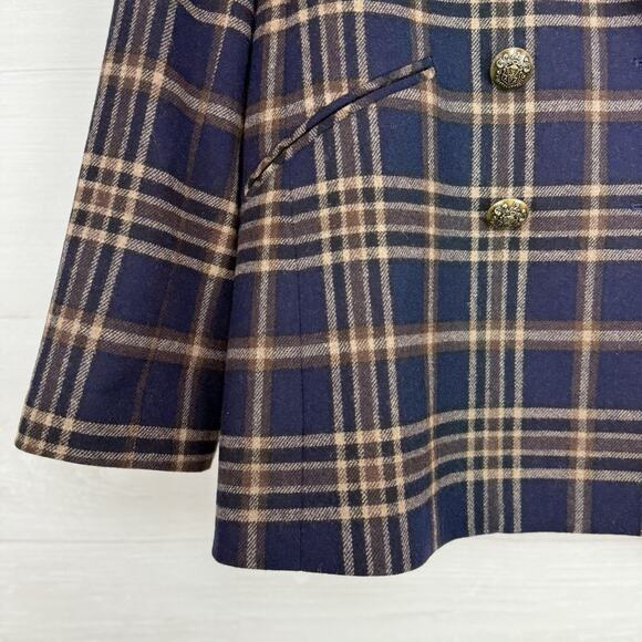 Veronica Beard Double Basted Blazer Size 14 Navy Plaid Wool Oria Dickey Academia - Picture 4 of 16